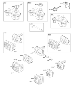 Exhaust System, Fuel Supply Diagram and Parts List for 9P702-0188-H1  Briggs and Stratton Engine
